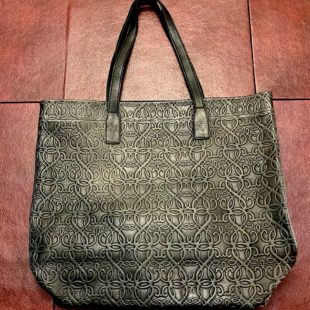Alex and Ani black genuine leather tote